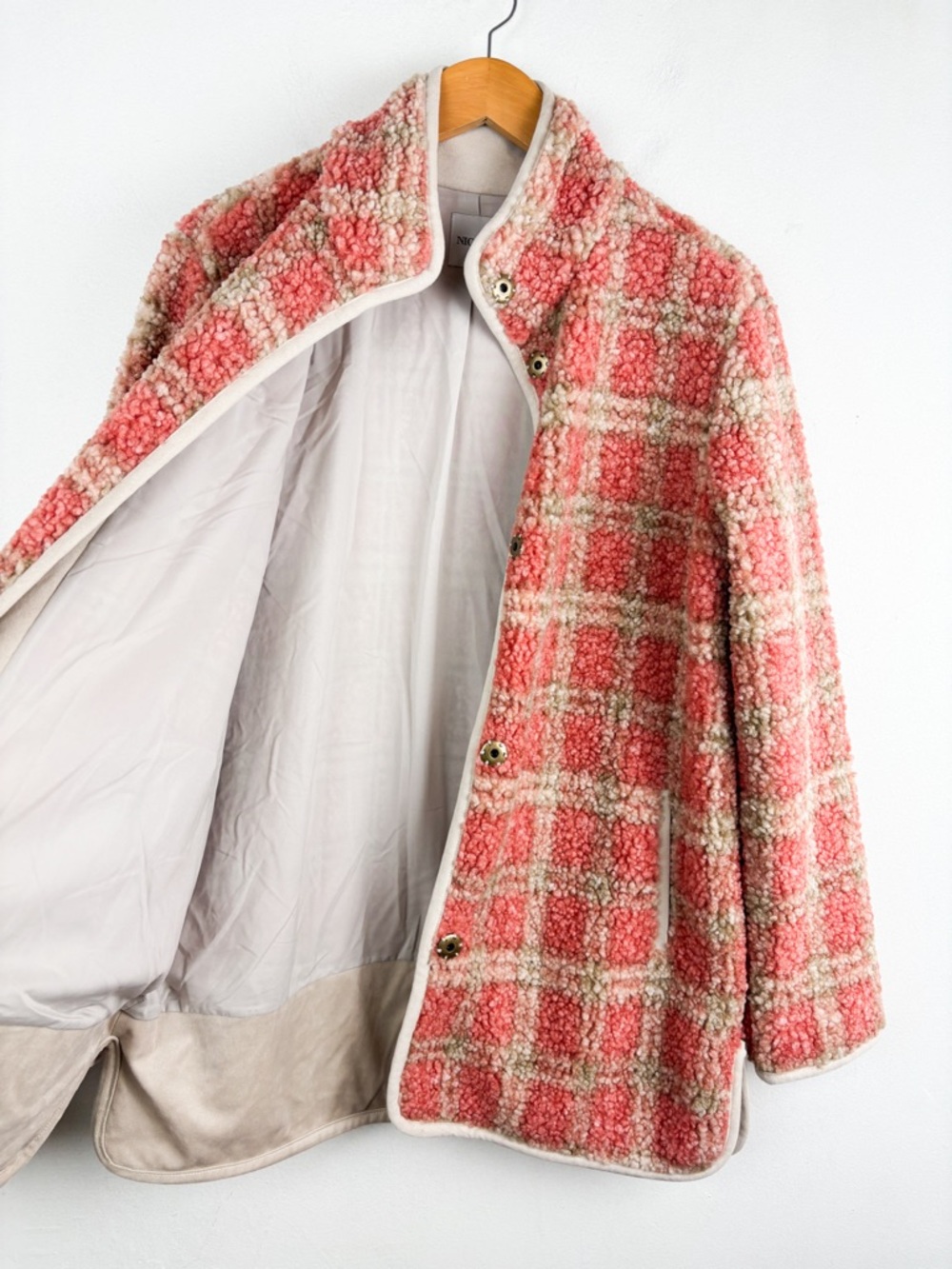 NIC+ZOE Sunset Sherpa Pink Plaid Jacket Sz M - Picture 5 of 11